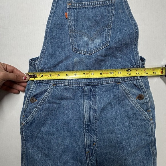 VTG 70s Levis Orange Tab Overalls Womens 28 42 Taron Zip USA Rivets DISTRESSED - Picture 6 of 16